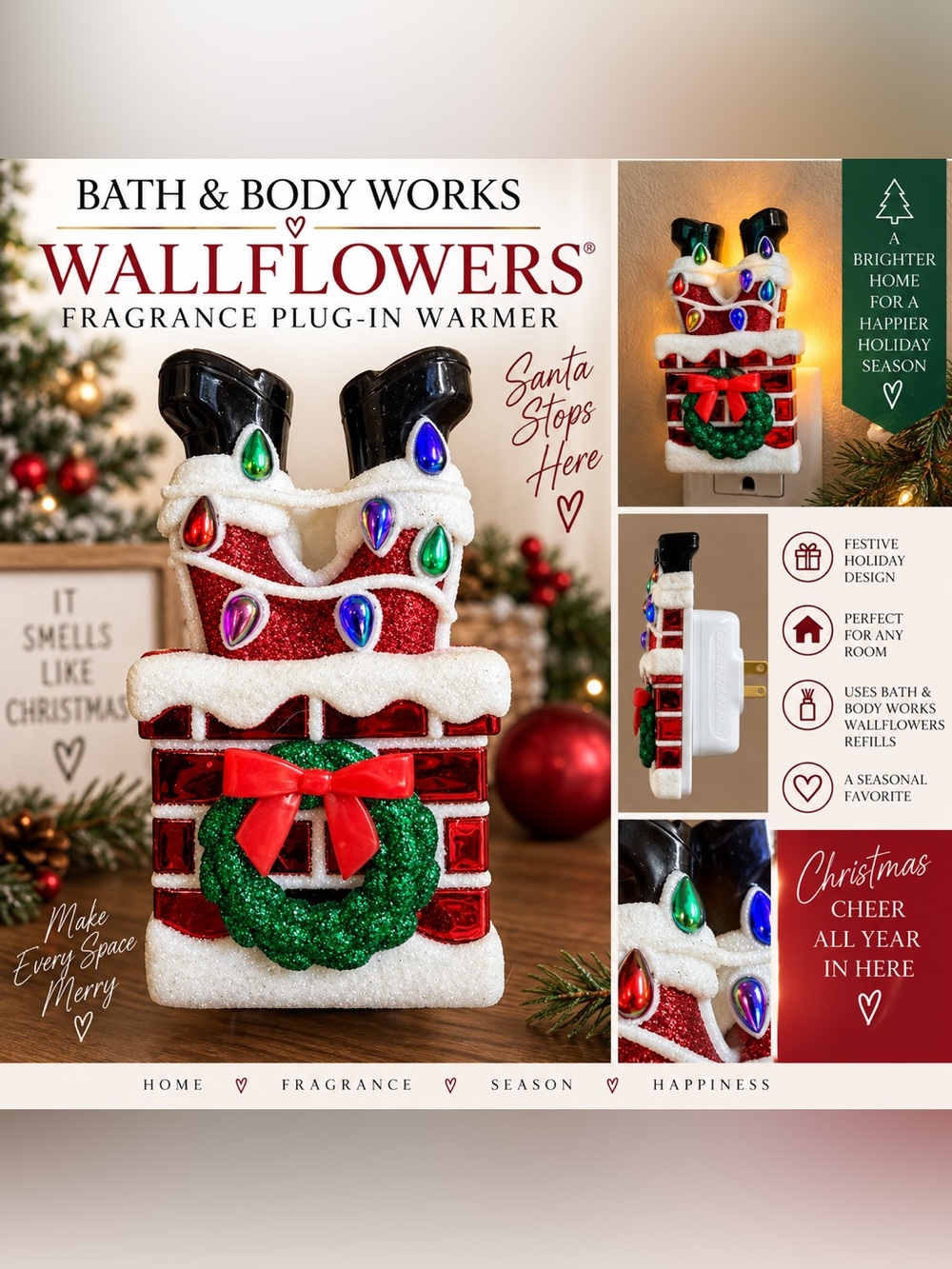 Bath & Body Works Wallflowers Santa Chimney Christmas Plug-In Warmer